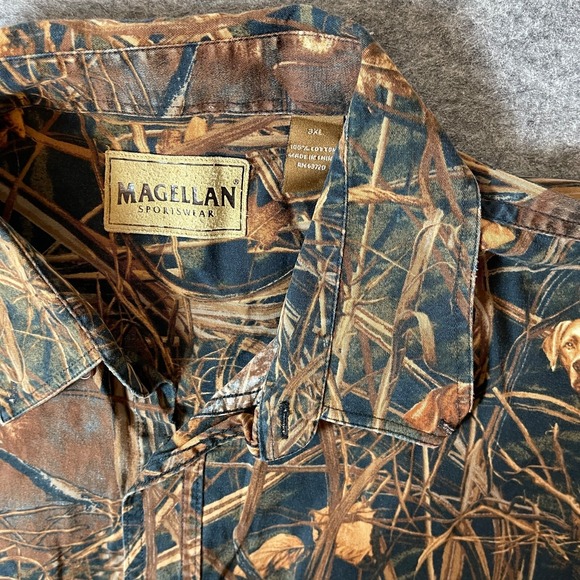 Magellan Camouflage Labrador Dogs Long sleeve button up hunting shirt Size 3XL - Picture 4 of 11